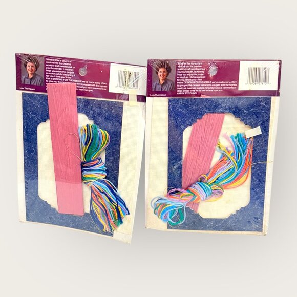 Faux-Ever Yours Cross Stitch Kit Lot Blue Bunnies 7809 White Hearts 7810 - Picture 2 of 2